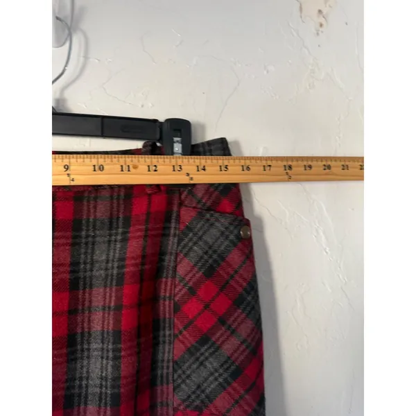 Eddie Bauer Women's Red Plaid Wool Blend Mini‎ Skirt Knee Length Academia Twee 8 - Image 3