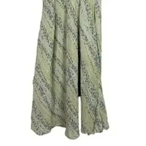 Zara Shimmery Floral Print Spaghetti Strap Slip Midi Dress Lined 10 Green Purple - Image 8