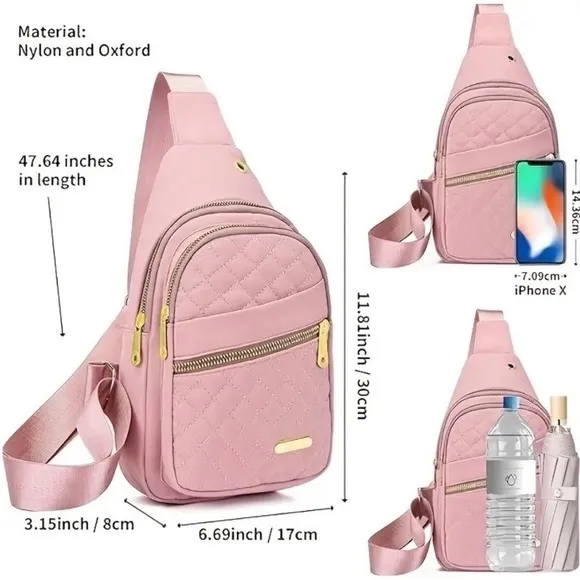 Contemporary Multiple‎ Compartment Sling Bag Handbag Crossbody Black Audio Port - Image 6