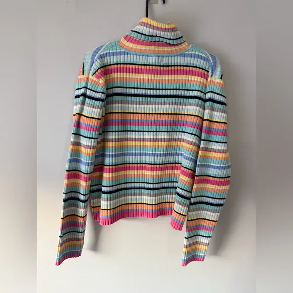 Chadwick's VTG Multicolor Striped Turtleneck Sweater Cotton Comfy Soft Retro Hippie Boho XL - Image 6