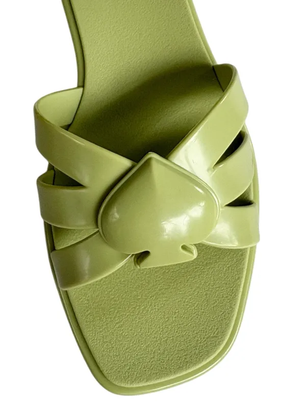 New In Box Kate Spade Sculpted Spade Jelly Sandals Bosc Pear Green Size 6 - Image 2