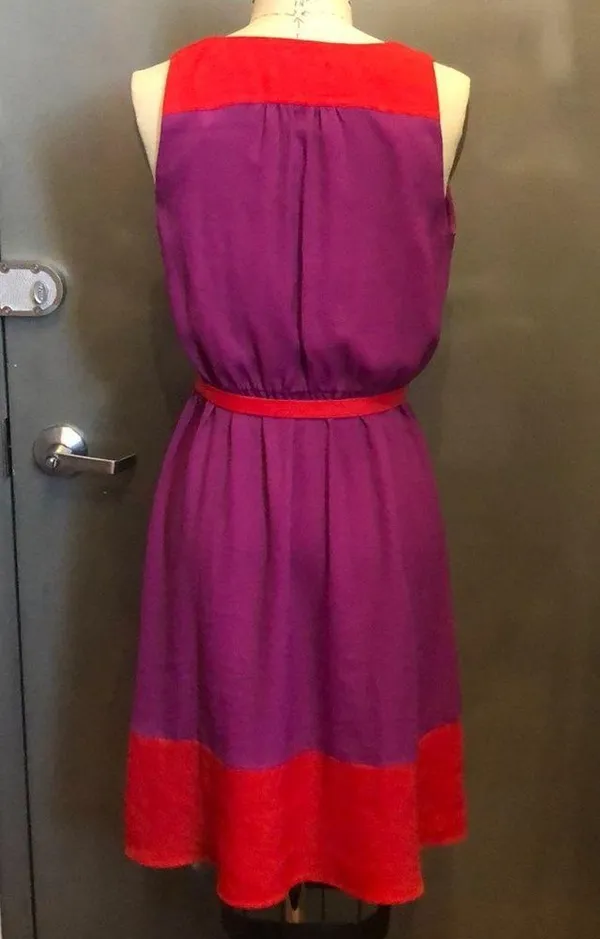 Loft Red and Fuschia color block dress size 8 - Image 3