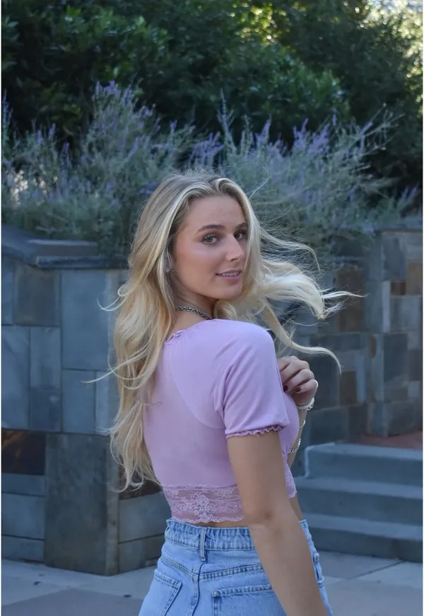 Purple Urban Outfitters Lace Trim Top - Image 3