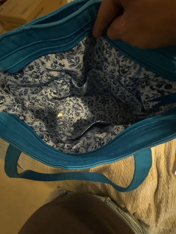 Vera Bradley Small Vera Tote Bag Blue Aster Cotton - Image 6