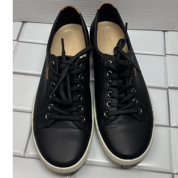 ECCO Soft 7 Sneaker Womens 40 Black Excellent Leather Lace-Up Low Top - Image 4