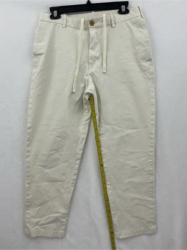 96% cotton Uniqlo Cropped Drawstring Chino Pants in Beige 1190 - Image 4