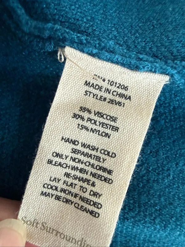 Soft Surroundings Meria Zip Cardi Womens Sweater Cardigan Teal Blue S - Image 9