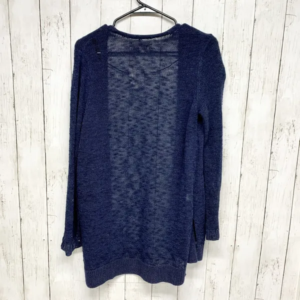 Ann Taylor LOFT‎ Sweater Women Large Blue Open Front Long Sleeve Knit Cardigan - Image 8