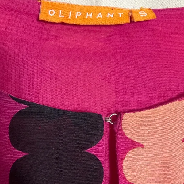 OLIPHANT Cotton Silk Scallop Stripe Polka Dot Long Midi Dress‎ Key Hole Pink S - Image 3