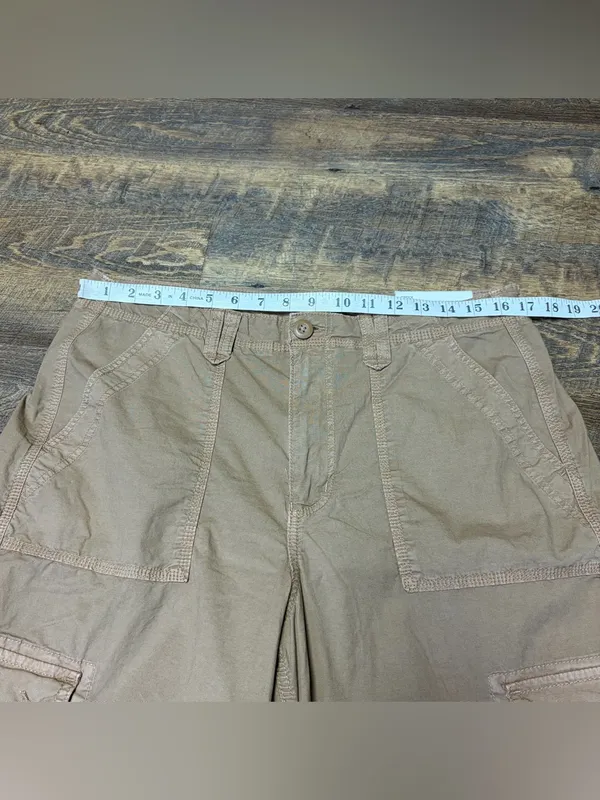 NEW American Eagle Baggy Jogger Womens 14 Short Tan Cargo Utility Pants Stretch - Image 5
