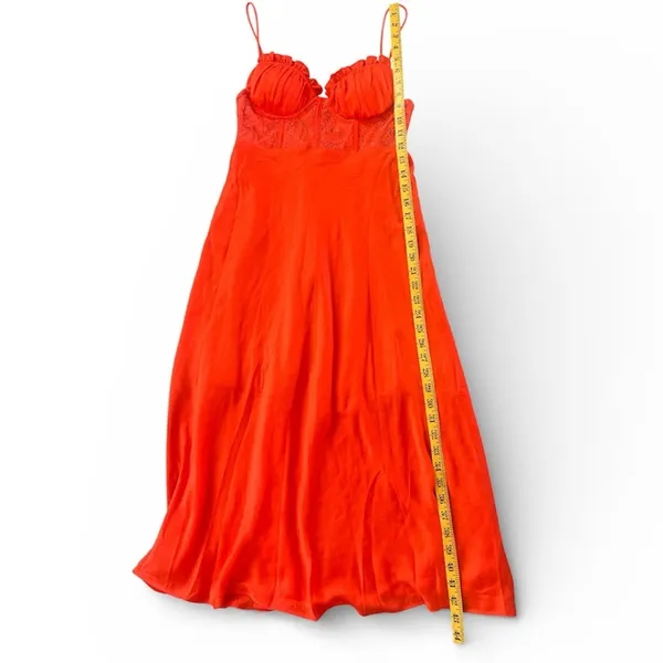 Sage + Paige Red-Orange Lace Corset Midi Dress - Size‎ M - Image 7