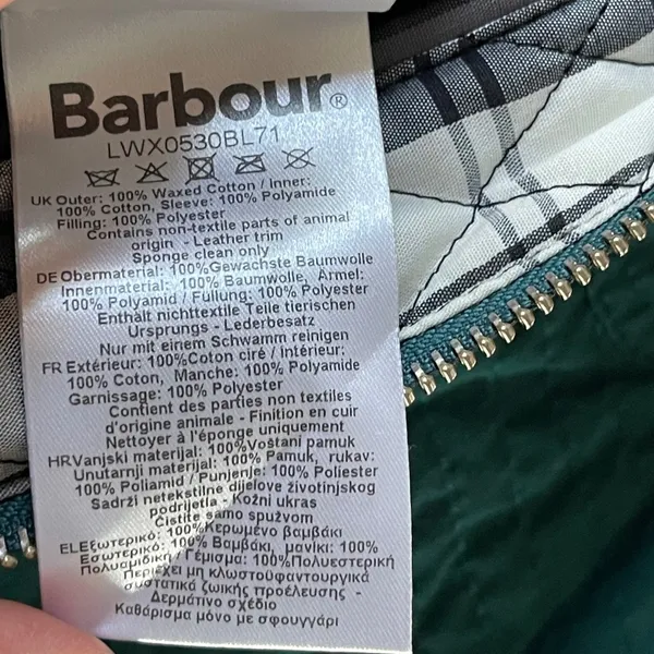 Barbour International Black Streak‎ Jacket Womens Green Waxed Cotton Moto Belted - Image 13