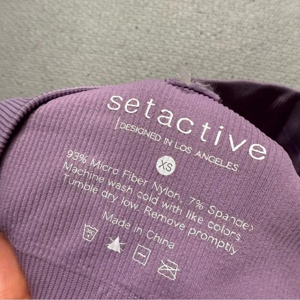 Set Active Purple Ribbed Active Sports Bra Bralette Size XSmall EUC - Image 4