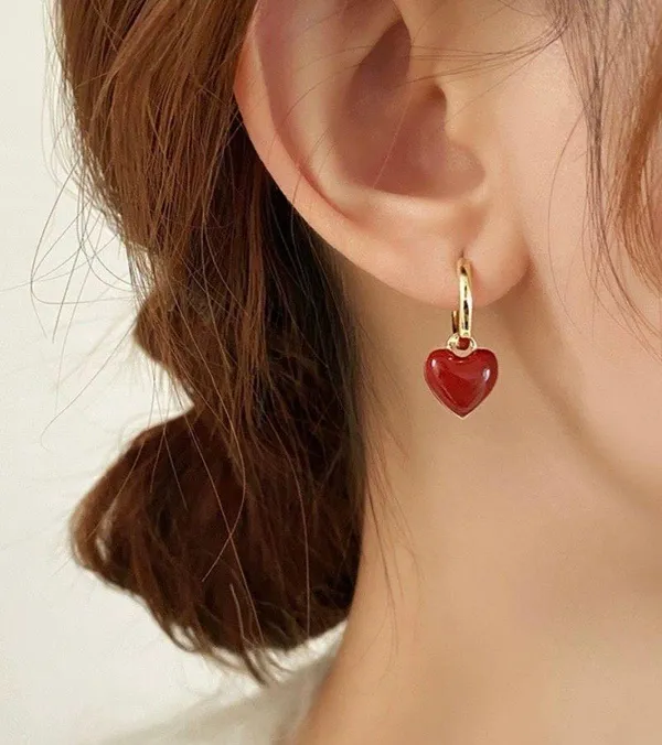 Love heart dangle drop earrings for women - Image 4