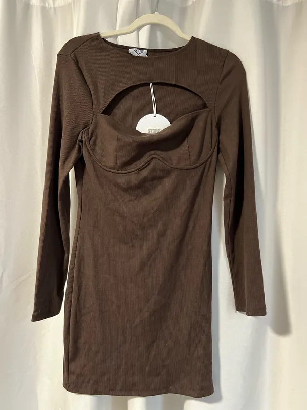 Princess Polly Dress Long Sleeve Mini brown - Image 2