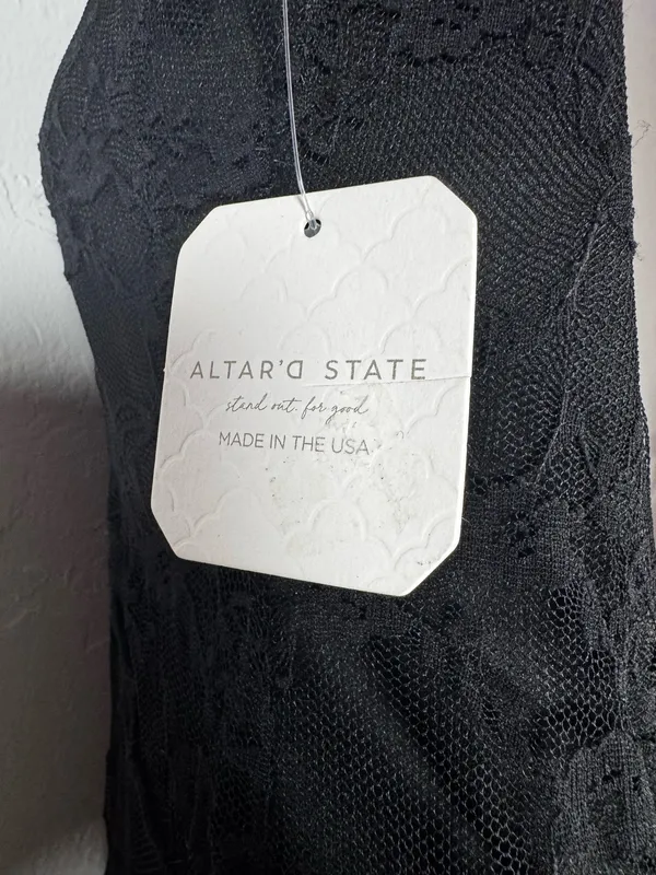 Altar'd State Strapless Black Lace Midi Dress Size Large - Image 10