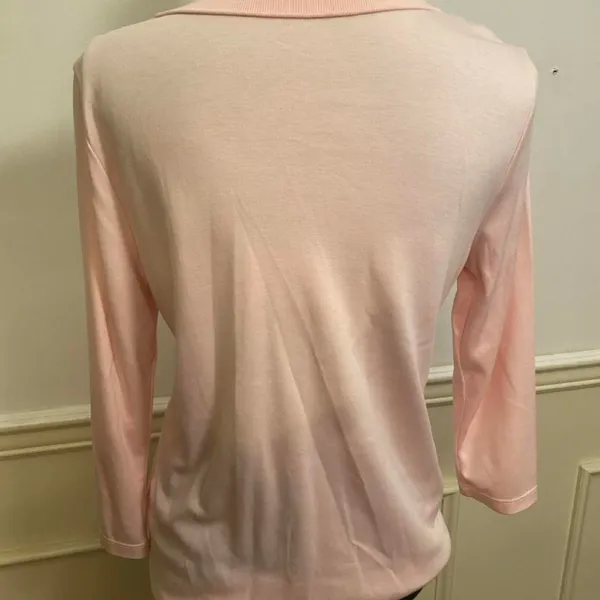 Lands' End Women's Pink 3/4 Sleeve Polo Shirt Minimalist Casual Gorpcore - Image 2
