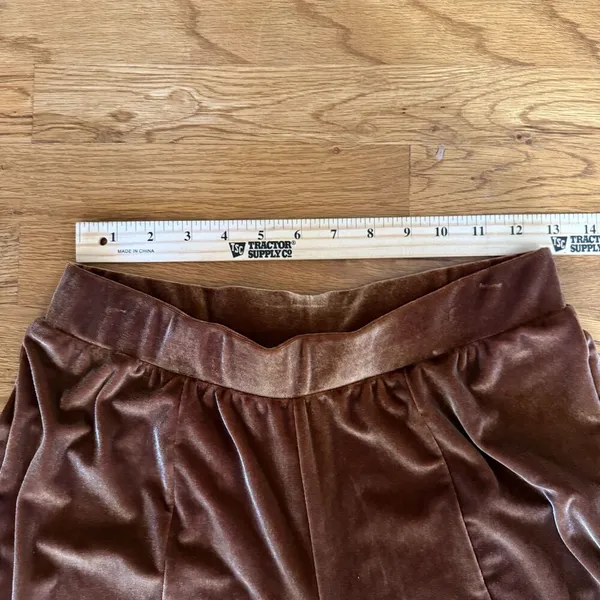 Luukse Coffee Brown Wide Leg Bell Bottom Flare Velvet Pants‎ Medium Pull On - Image 5