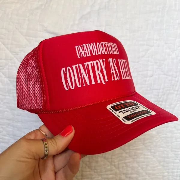 Unapologetically country as hell trucker hat Red - Image 2