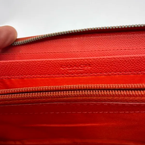 Coach Signature C Zip Around Brown Coated Canvas Wallet - Image 6