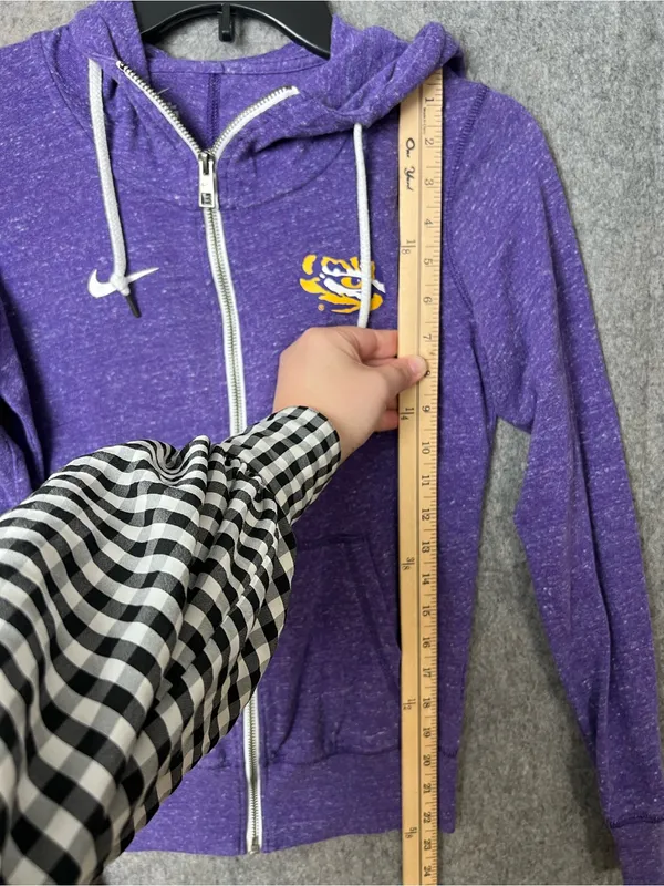 Nike Womans‎ XS LSU Purple Zip-Up Hoodie with Tiger Logo lightweight - Image 6