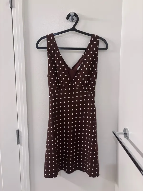Brown Polka Dot Nellie Mini Dress Princess Polly - Image 2