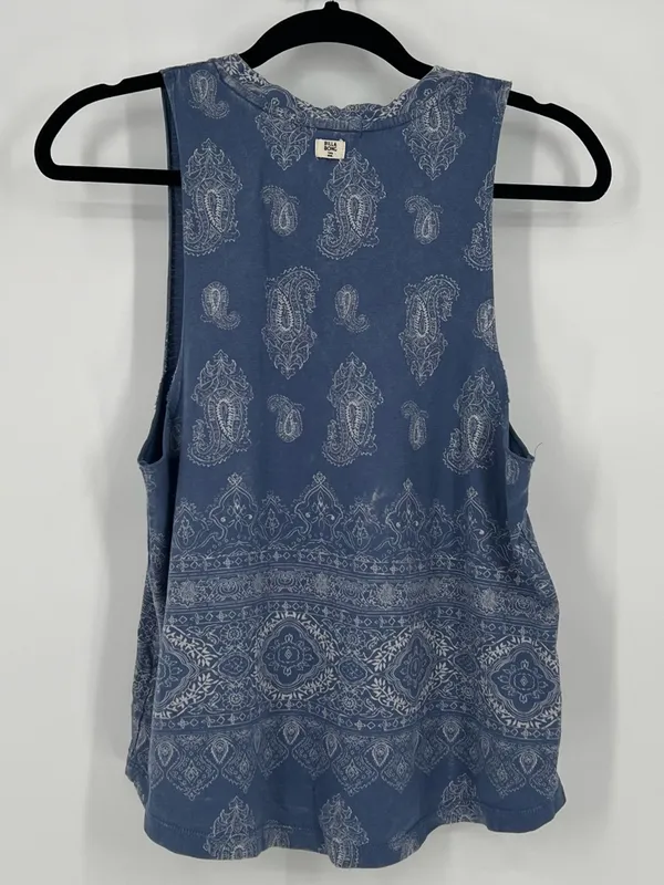 Billabong Paisley Muscle Tank Top Boho Blue Medallion Festival Beach Womens Sz M - Image 3
