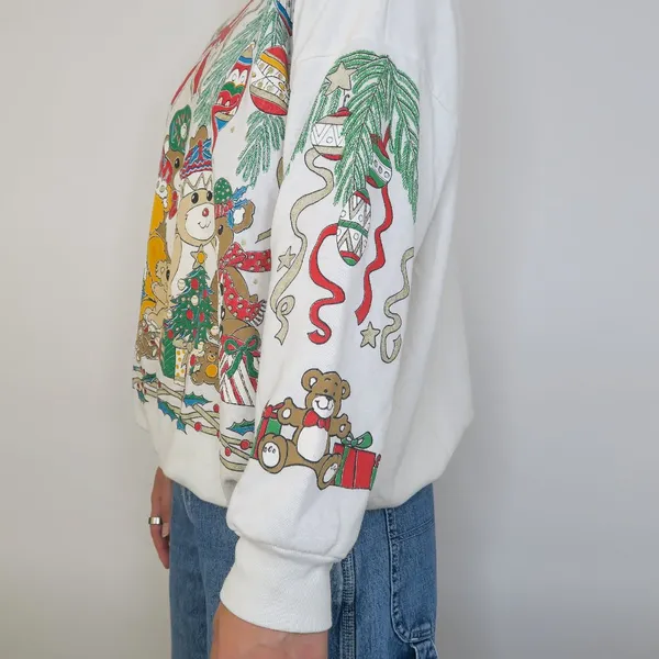 Vintage 80s Holiday Time Christmas Sweatshirt - Image 2