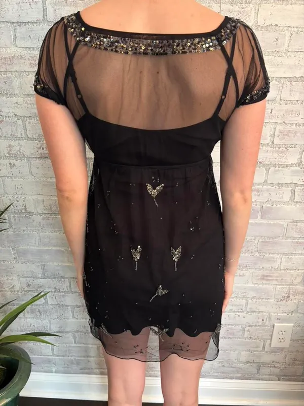 Free People Sheer and Sequin Mini Dress - Image 8