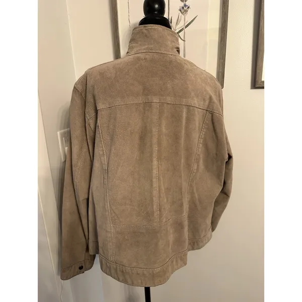 Coldwater Creek Suede Leather Jacket Snap/Zip Front Tan Vintage Women’s XL(18) - Image 2