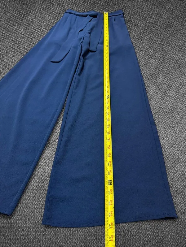 Papaya Navy Blue High Waist Wide Leg Tie Waist Pants - Image 5
