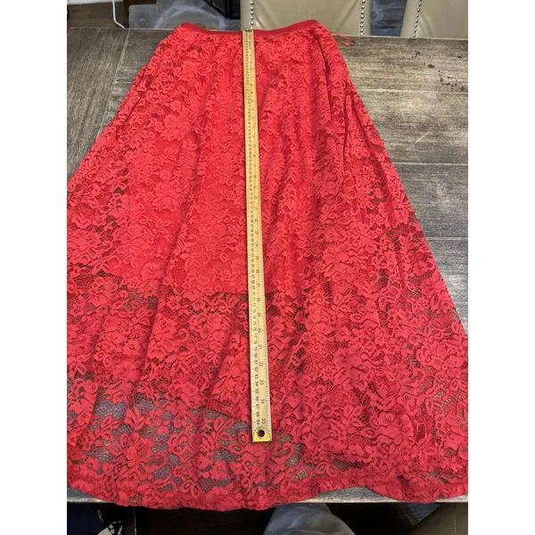 NWT Laffaire Lace Maxi Skirt Red Flowy Floor Length Boho Siren Vamp Whimsigoth - Image 10