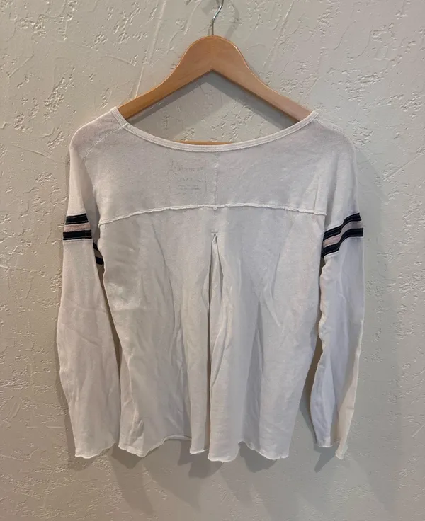 Free People White Long Sleeve Top With Stripe - Image 2