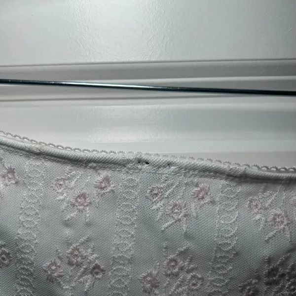 Garage Women White Pink Floral Mesh Mini Skirt Lettuce Hem Bow Detail Large - Image 7