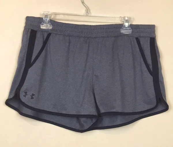NWT Under Armour Women’s HeatGear Gray Black Athletic Gym Workout Shorts - Image 2