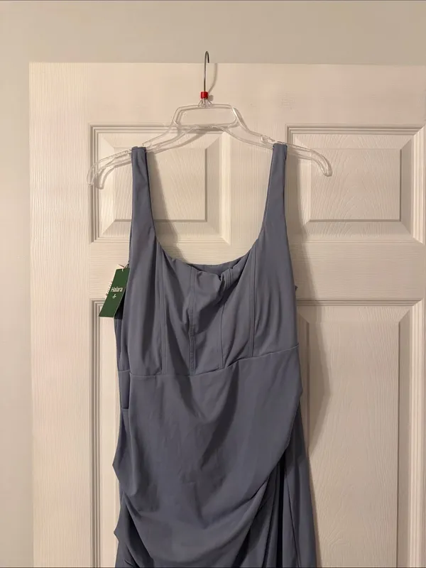 HALARA Sleeveless Draped Midi Dress in Dusty Blue Softlyzeto Airy length 39” - Image 2