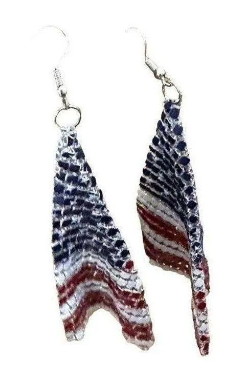 Handmade New American Flag Earrings Drop Dangle Stars Stripes Patriotic July 4 Ve… - Image 2