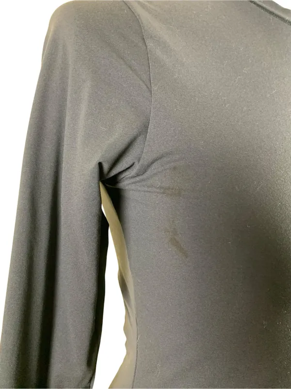 Skims Black Long Sleeve Maxi Dress L Bodycon Stretch Minimalist Crew Neck - Image 3
