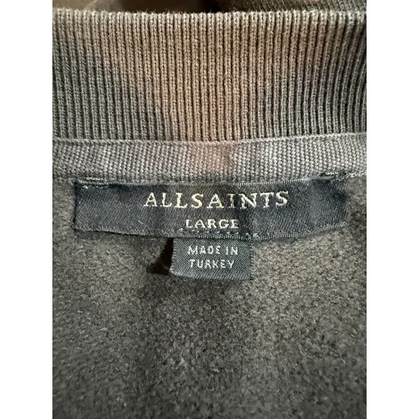 ALLSAINTS Womens Dark Gray‎ Crewneck Sweatshirt Studded Shoulders Long Sleeve L - Image 4