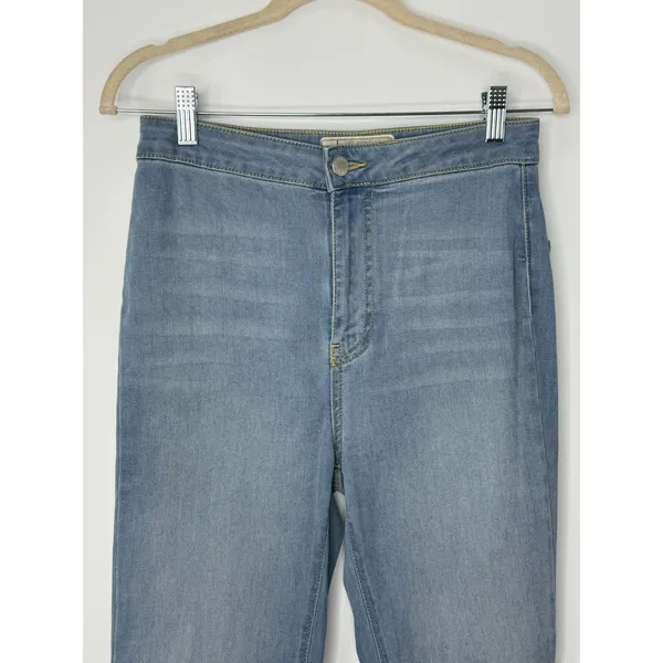 Free People Just Float On High Rise Flare Jeans W27 Light Wash Raw Hem Boho - Image 5