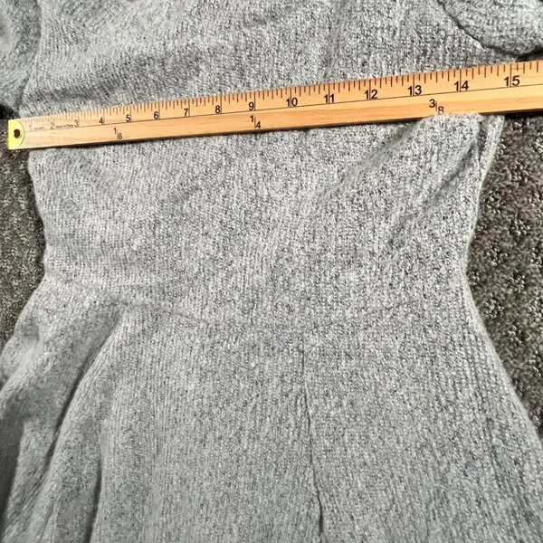 Luxxel Womens Large Gray Textured Knit Skater Mini Dress Bishop Sleeve Lined - Image 7