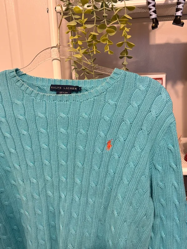 Ralph Lauren Blue Cable Knit Sweater Size XL - Image 2