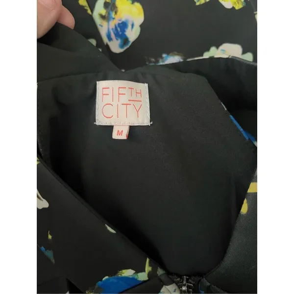 Fifth City Black Floral‎ Zip Front Dress - Image 3