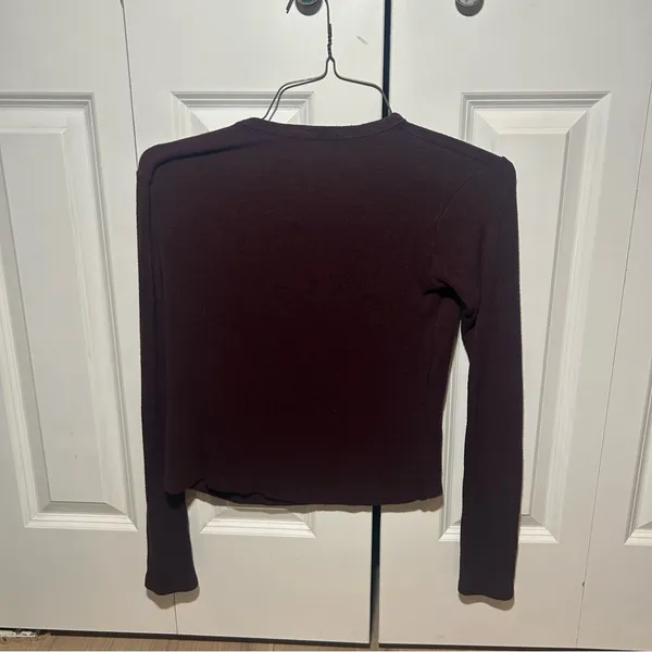 Brandy Melville Burgundy Henley - Image 3