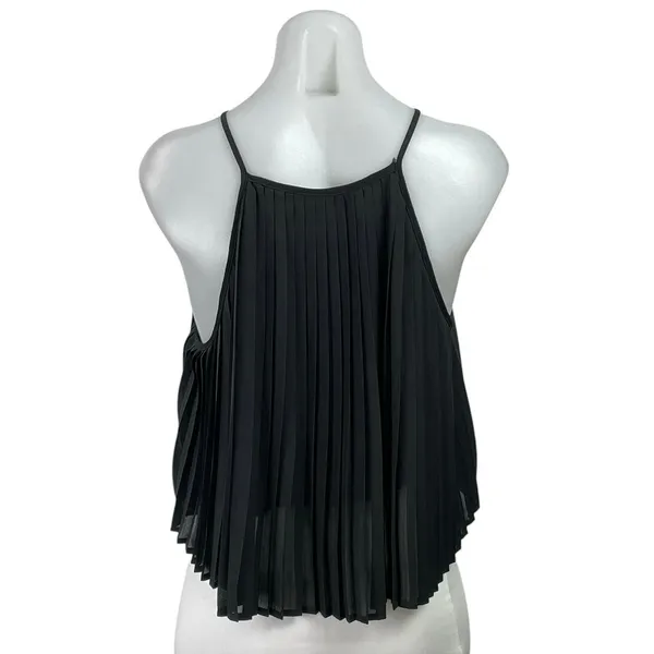 Mia Women's Black Pleated Sleeveless Halter Neck Crop Cami Camisole Tank Top 10 - Image 4