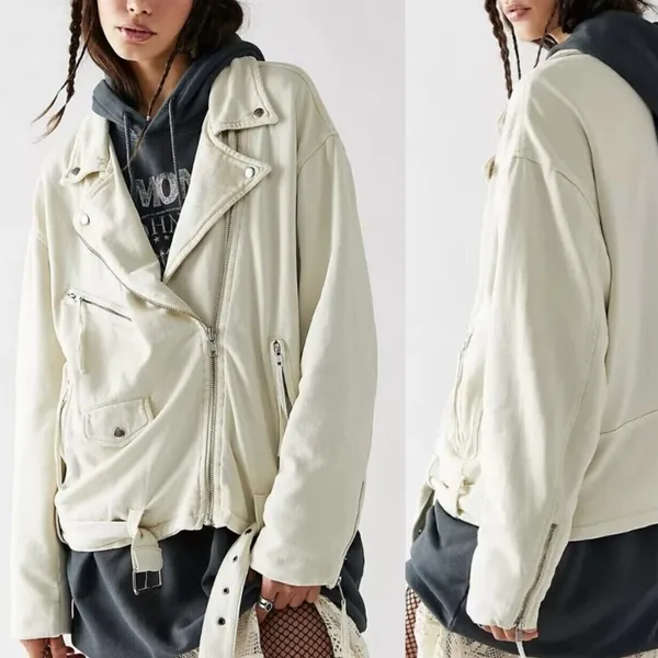 NWOT Free People We The Free Rebel Rebel Knit Moto Jacket Top Oversized Size Med - Image 2