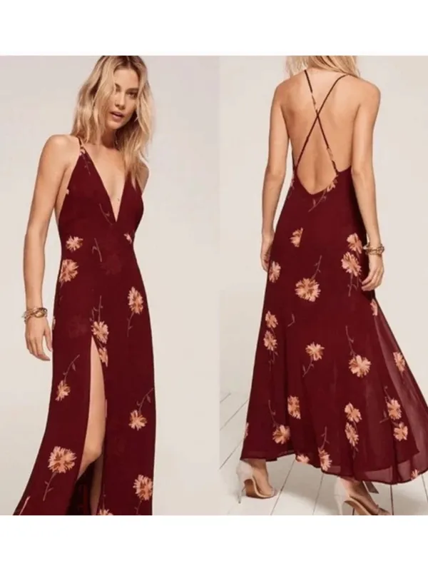 Reformation Renee Black Pink Floral Maxi Dress size XS $218 - Image 9