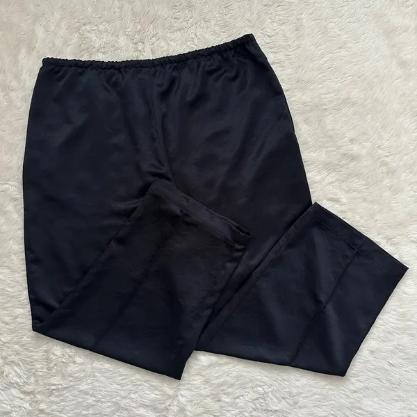 Madewell Pants Petite Pintucked Slim Pull-On Pants in Satin True Black Sz PXL - Image 5