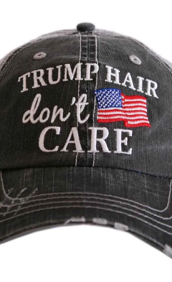 New Embroidered “Trump Hair Don’t Care” American Flag Trucker Baseball Cap Hat - Image 2