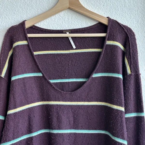 Free People Make You Mine Sweater Sz M Striped Crop 90’s Oversized - Image 5